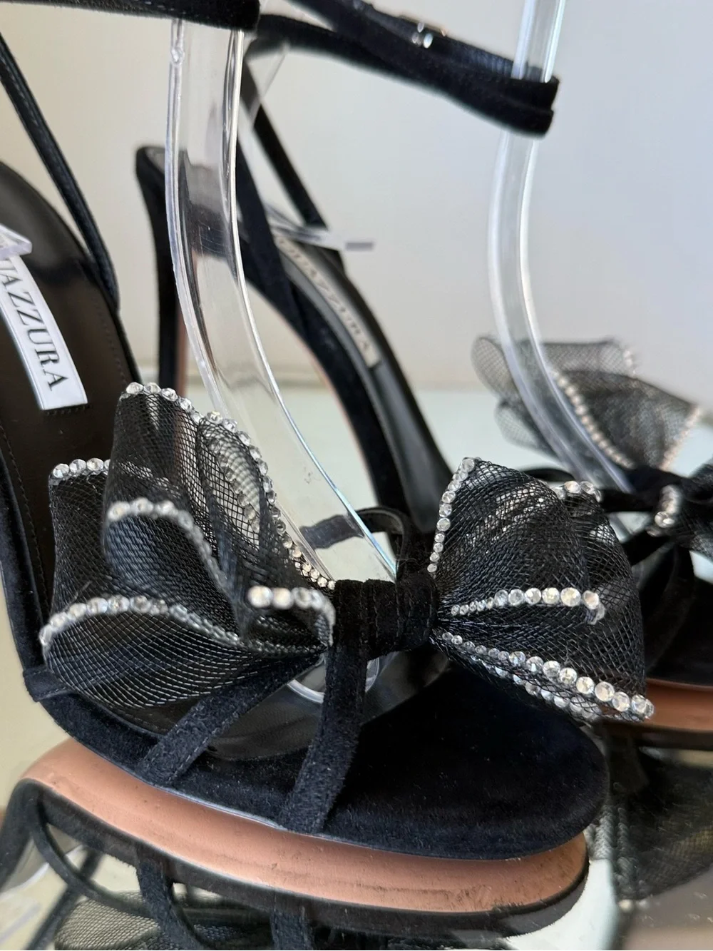 Like new Aquazzura Reve embellished suede sandals $1,150 36.5